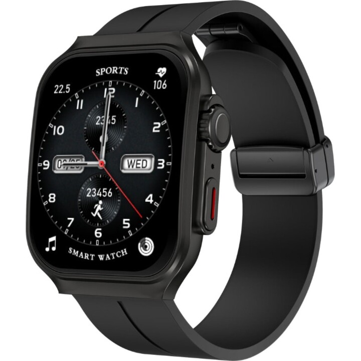 Smartwatch OV88 Preto com pulseira de silicone Ecrã de 2,01 polegadas