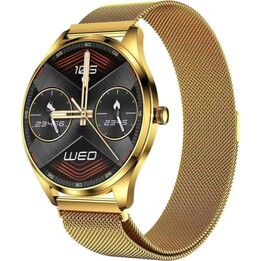 TN99 Smartwatch com Bracelete Milanesa Dourado Chamadas BT