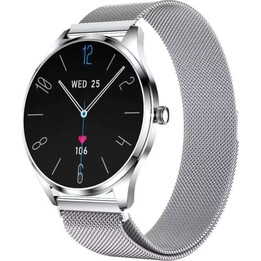 TN99 Smartwatch avec Bracelet milanais Argent Moniteur de fréquence cardiaque