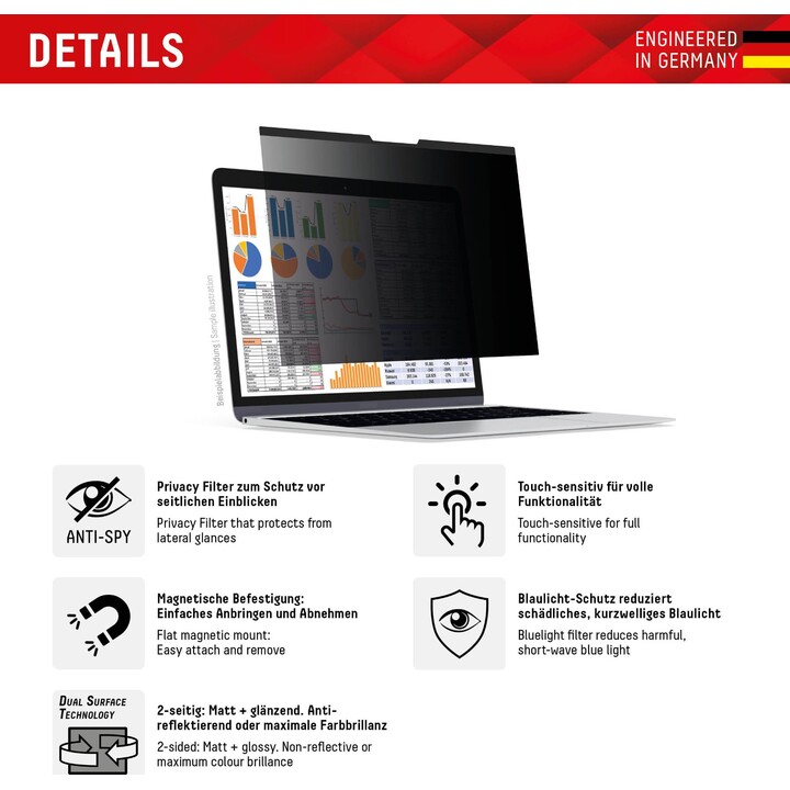 Capa magnética Displex Privacy Safe para MacBook Air de 15 polegadas