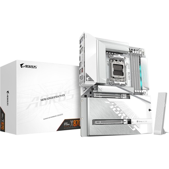 Gigabyte X870 AORUS STEALTH ICE Socket AM5 AMD X870 Ryzen 9000 Series ATX Motherboard White