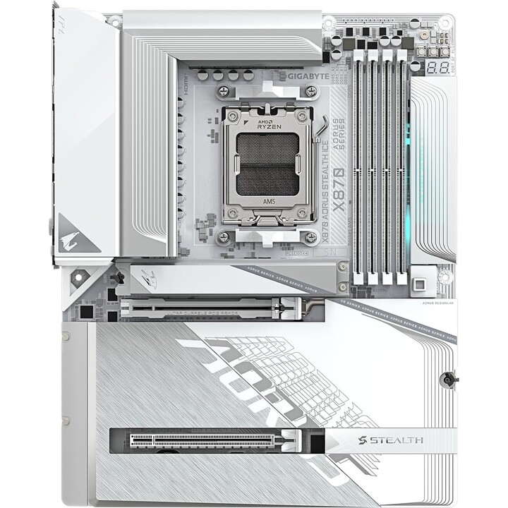 Gigabyte X870 AORUS STEALTH ICE Socket AM5 AMD X870 Ryzen 9000 Series ATX Motherboard White
