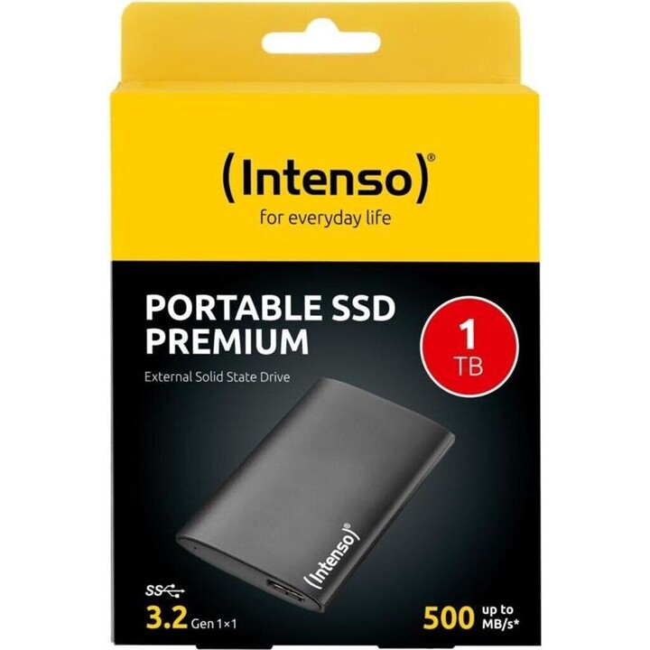 SSD externo premium 1 TB, preto