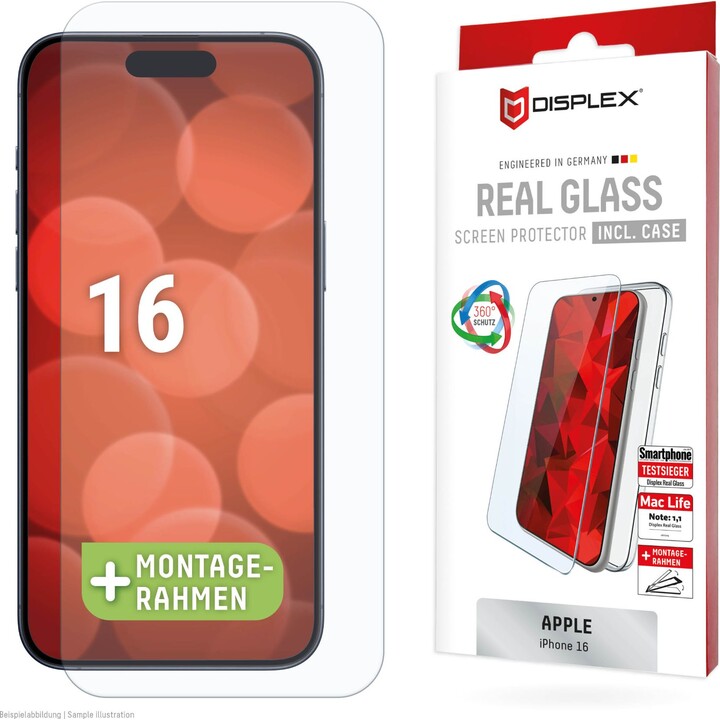 Displex Screen Protector for iPhone 16 (2D) + Case