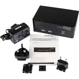 Commutateur KVM StarTech à 2 ports avec double écran, audio DVI/VGA et 4 ports USB - Commutateur