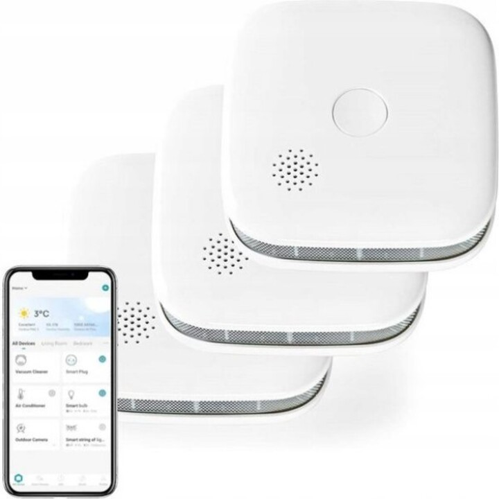 Rilevatore di fumo Nedis SmartLife WIFIDS21WT3 3 pezzi