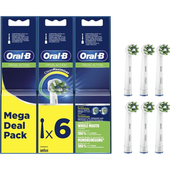 Testina di ricambio per spazzolino Oral-B Pro Cross Action / Confezione da 6