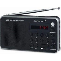 RÁDIO PORTÁTIL SUNSTECH RPDS32BL PRATA - AM / FM - 70 PRESETONIAS - ALTIFALANTE 1.4W RMS - SD / USB / AUX-IN - LIGAÇÃO DE AUSCUL