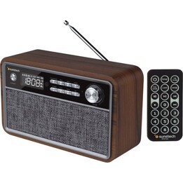 RÁDIO RETRO DE MADEIRA SUNSTECH RPBT500WD - 2 * 3W RMS - FM - BT 4.2 - RELÓGIO E ALARME - USB / SD / AUX-IN - MP3 - CONTROLE REM