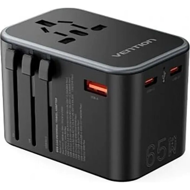 Vention FJDB0 Universal-Wandladegerät/Universal-Steckdose/2xUSB Typ-C/1xUSB/65W