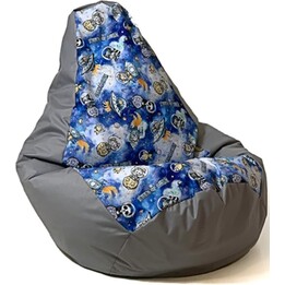 Puff saco Sako estampado pera gris naves espaciales L 105 x 80 cm