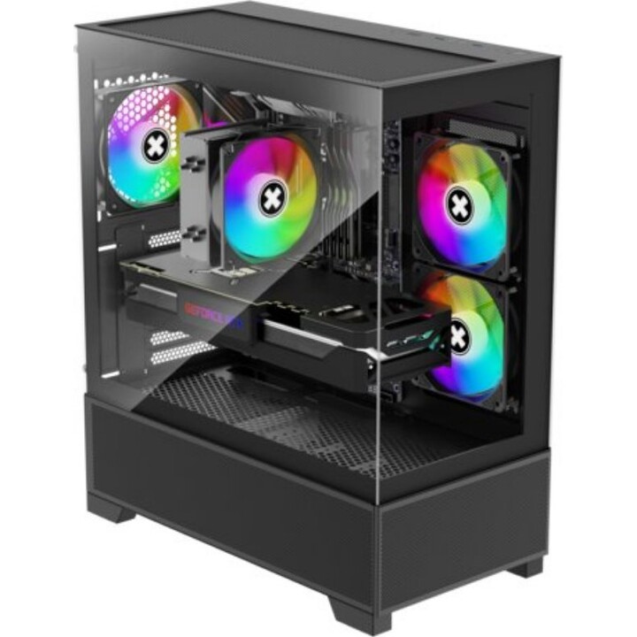 Xilence XG172 Midi Tower ATX Case Black Tempered Glass 3x ARGB PWM Fans Hub 410mm GPU 170mm CPU Cooler 2x3.5" 7-Slot