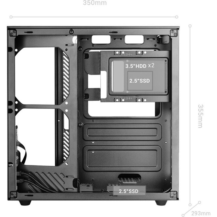 Mars Gaming MCINFINIOLITE: Caixa ATX em forma de cubo 355x293x350mm com câmara dupla e vidro temperado curvo
