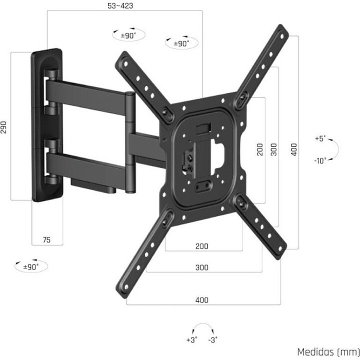 TV Mount iggual SPTV09-L Wall Full 23"-65" 35kg, Black