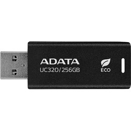 Adata UC320-256G-RBK/BK : 256GB USB 3.2 Gen1 Flash Drive Capless Sliding Connector 85% PCR Plastic Black