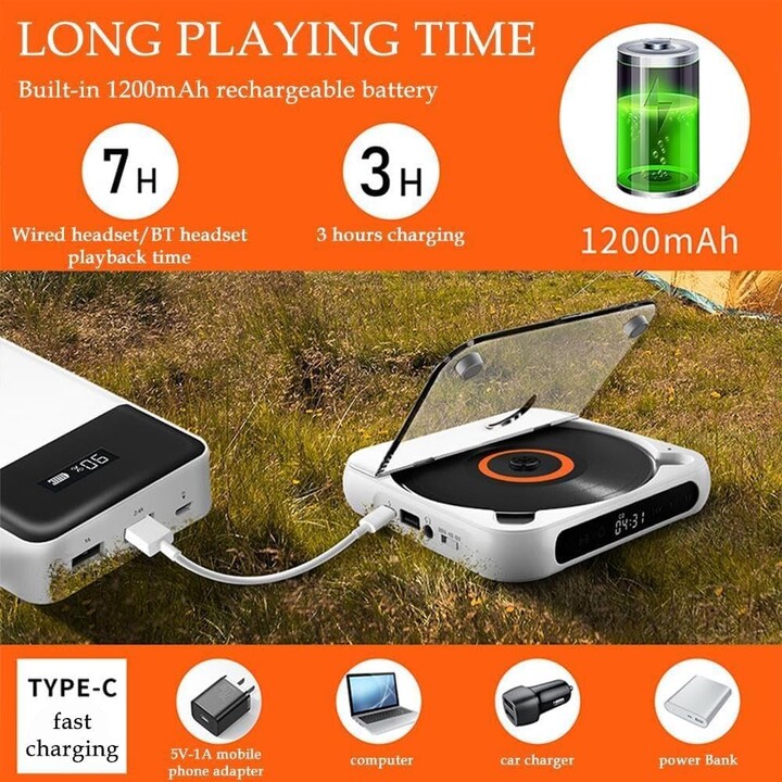  KC-918 Riproduttore Estereo portatile Bluetooth di CD Nero