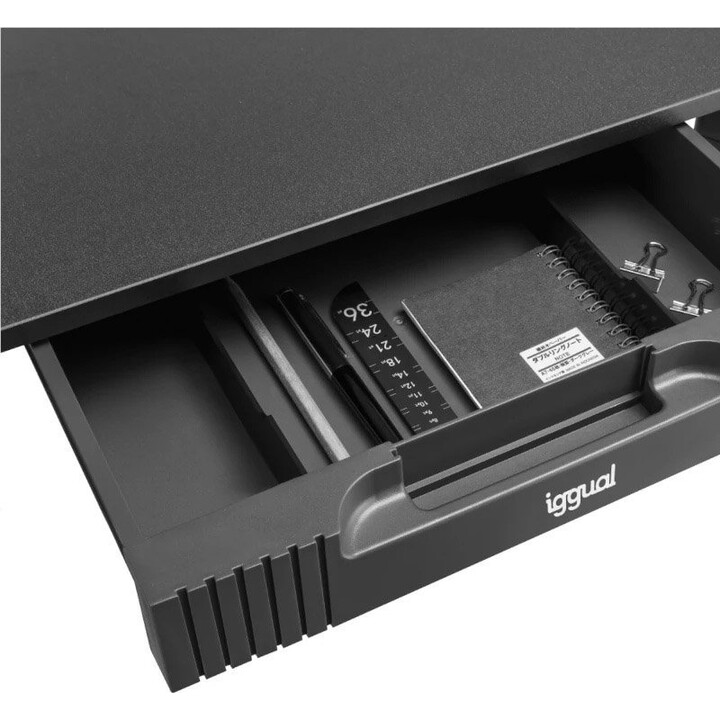 iggual EM1C Support de moniteur avec tiroir Noir