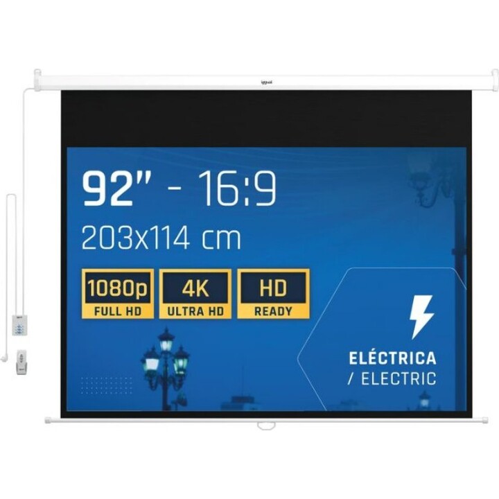 IGGUAL PSIPS203 schermo di proiezione elettrico panoramico 203x114 cm bianco