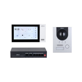 Kit de vídeo porteiro IP Dahua (dhi-ktp01l(s)/dhi-vto2201f-p-s2/dhi-vth2421fw-p) composto por: 1x Vídeo porteiro Dhi-vto2201f-p-