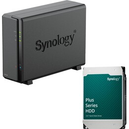Boîtier vide pour serveur NAS Synology DiskStation DS124 à 1 baie + 1 disque dur Synology Plus 3,5" SATA 6 Gb/s 12 To