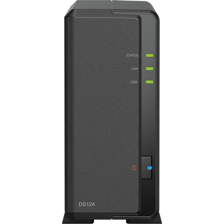 Gabinete vazio para servidor NAS Synology DiskStation DS124 de 1 baia + 1 disco rígido Synology Plus SATA de 3,5" e 6 Gb/s 