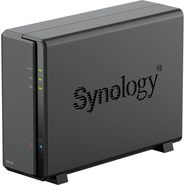 Gabinete vazio para servidor NAS Synology DiskStation DS124 de 1 baia + 1 disco rígido Synology Plus SATA de 3,5" e 6 Gb/s 