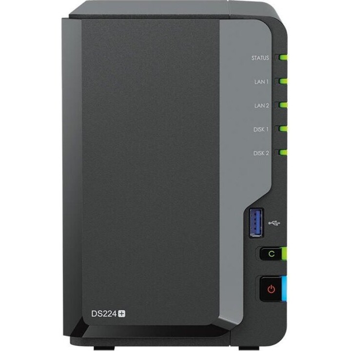 Synology DiskStation DS224+ Case server NAS a 2 alloggiamenti (DS224+) + 16 TB (2x8 TB) Dischi rigidi Synology Plus SATA 6 Gb/s 