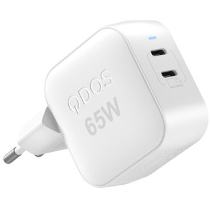 Adaptador QDOS PowerCube de 65 W USB-C de doble puerto, blanco - 5061008403472