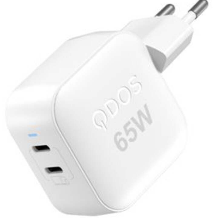 Adaptador QDOS PowerCube de 65 W USB-C de doble puerto, blanco - 5061008403472