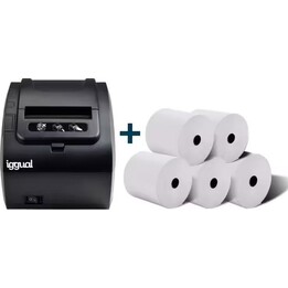 iggual TP8002 Impressora térmica de talões com 5 rolos, preta