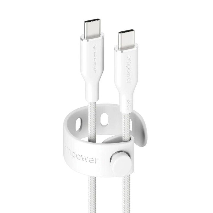 Cavo Power™ by PanzerGlass® Racing da 240 W USB-C a USB-C, USB 2.0, 1,2 m, bianco argento
