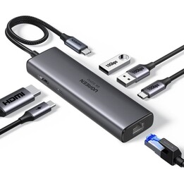 Ugreen Hub 6 in 1 USB-C HDMI 4K@60Hz 2xUSB-A 3.2 USB-C 3.2 RJ45 Gigabit PD 100W