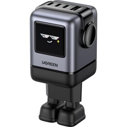 Ugreen Uno 100-W-GaN-Roboter-Schnellladegerät mit 3 USB-C-Anschlüssen und 1 USB-A-Anschluss, LED-Anzeige, Schwarz