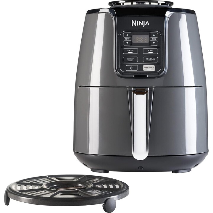 Ninja Luftfritteuse, ölfreie Fritteuse AF100EU, 4 Kochfunktionen, Antihaftbeschichtung, 3,8 Liter, 1500 W, grau/schwarz