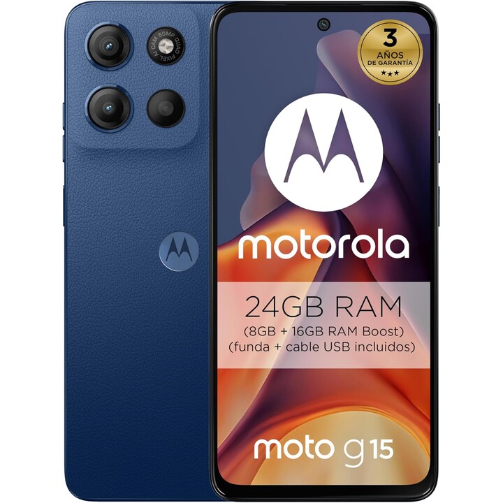 Motorola Moto G15 17,1 cm (6,72), 8 GB 512 GB, 4G Dual-SIM-Smartphone, Android 15, USB Typ C, 5200 mAh, Blau