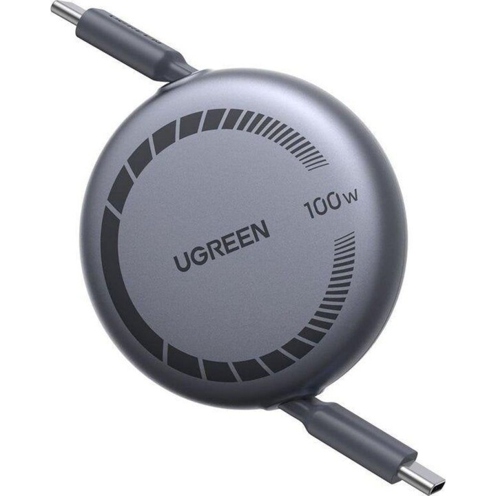 Câble USB rétractable Ugreen USB-C vers USB-C 100W 1 m Gris