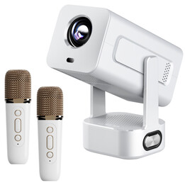 Proyector Inteligente Extralink Cine&karaoke - Ims360 Blanco | Proyector para Películas, Juegos y Música con 2 Micrófonos | 
