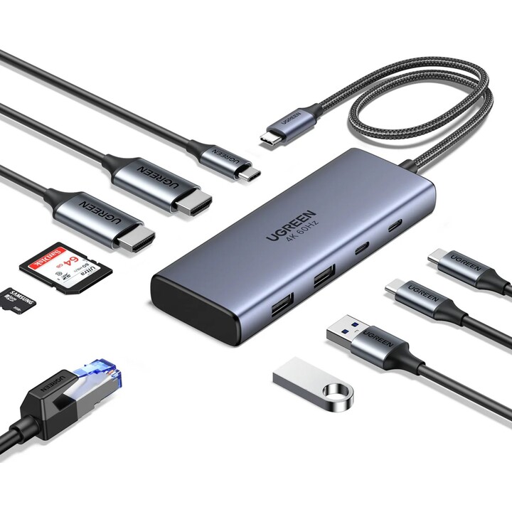 Ugreen Hub 7in1 USB-C A 2xhdmi+2xusb-A+2xusb-C+Pd