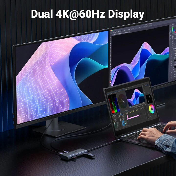 Hub Ugreen 7 em 1 Usb-C A 2xhdmi+2xusb-A+2xusb-C+Pd