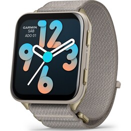 Garmin Venu X1 WiFi GPS Boîtier en titane doré Bracelet en nylon ComfortFit gris