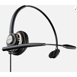 Wired Headphones - EncorePro HW710 Single Ear Headset +Carry Case +Quick Disconnect POLY, Circumaural, Black, Silver