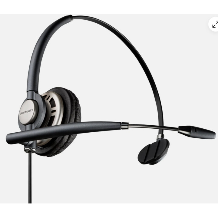 Wired Headphones - EncorePro HW710 Single Ear Headset +Carry Case +Quick Disconnect POLY, Circumaural, Black, Silver