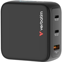 Caricabatterie da parete universale Verbatim Mini GaN per viaggi con display / 2xUSB Type-C / 1xUSB / 100W