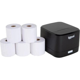 Kit POS de impressora térmica USB TP EASY 58 da iggual com cortador e 5 rolos, preto