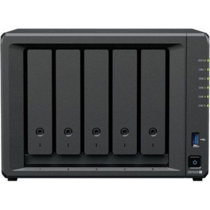 Synology DS1525+ NAS, 8 GB de RAM, Ryzen V1500B, 5 baias SATA/M.2, torre ECC RAID 2,5 GbE