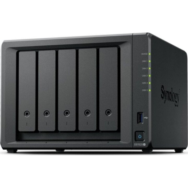 Synology DS1525+ NAS, 8 GB de RAM, Ryzen V1500B, 5 baias SATA/M.2, torre ECC RAID 2,5 GbE