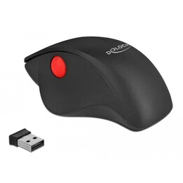 Mouse wireless ergonomico DeLOCK - Nero/Rosso