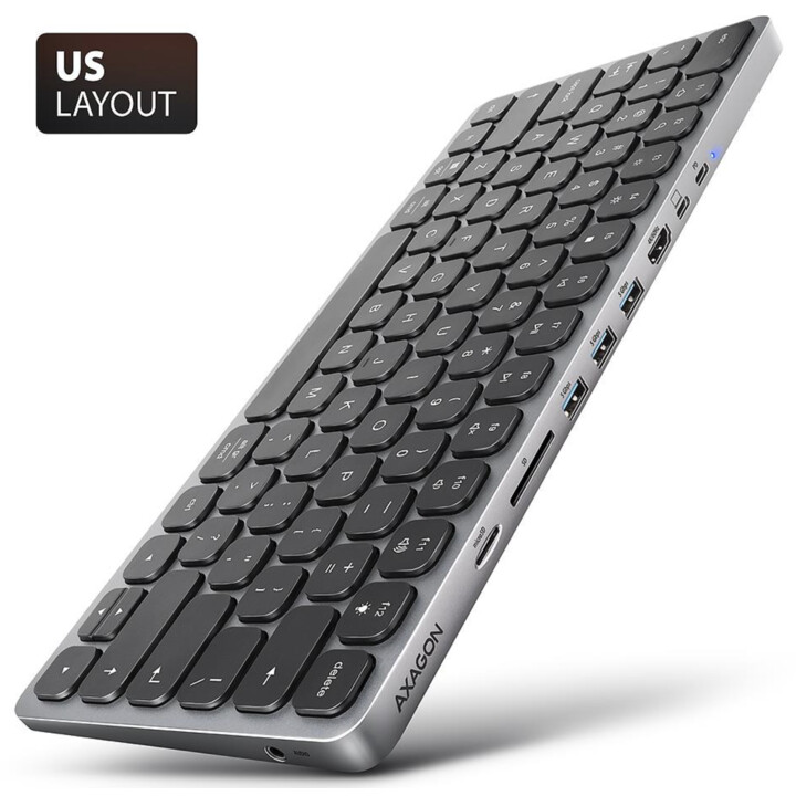 AXAGON TASTATUR + I/O HUB 9IN1/0.6M HMC-KB-US