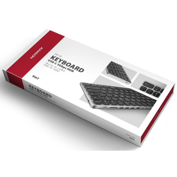 AXAGON TASTATUR + I/O HUB 9IN1/0.6M HMC-KB-US