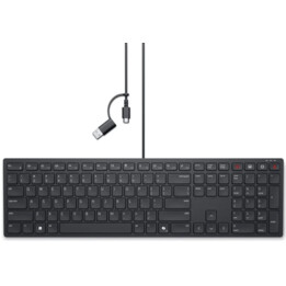 Wired keyboard - DELL KB525C, Wired, Backlit keys, Black